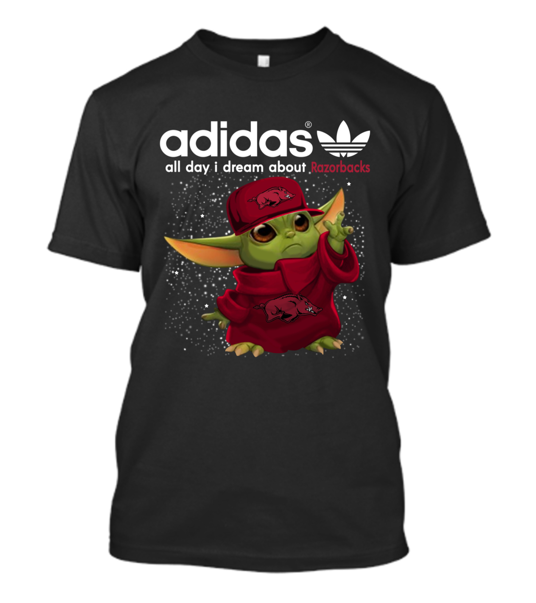 All Day I Dream About Razorbacks With Yoda In Red Outfit And Cap T-Shirt