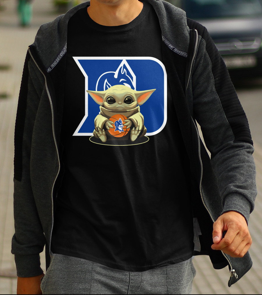 Baby Yoda Basketball With Duke Blue Devils T-Shirt