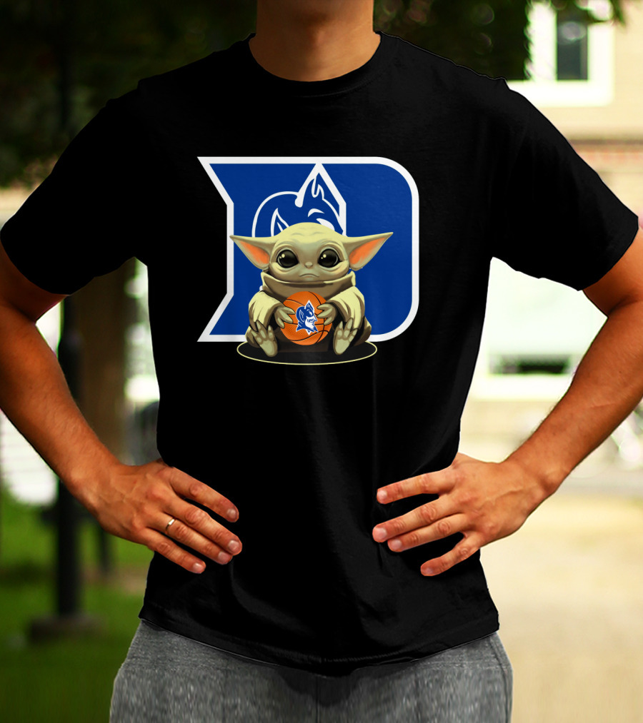 Baby Yoda Basketball With Duke Blue Devils T-Shirt