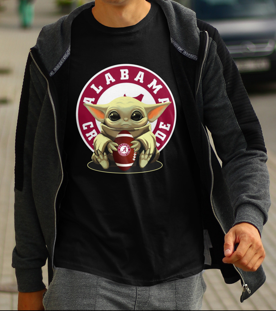 Alabama Crimson Tide Baby Yoda Football T-Shirt