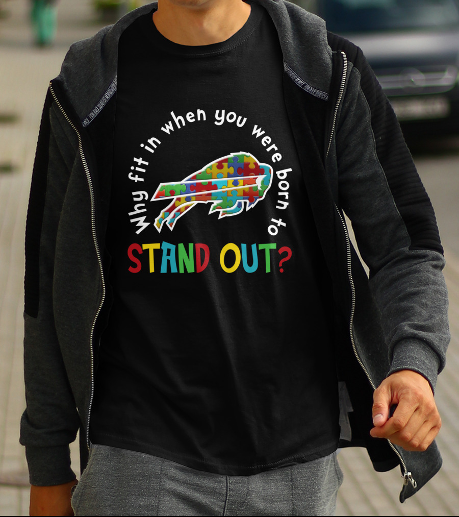 Why Fit In When You Were Born To Stand Out Buffalo Puzzle T-Shirt