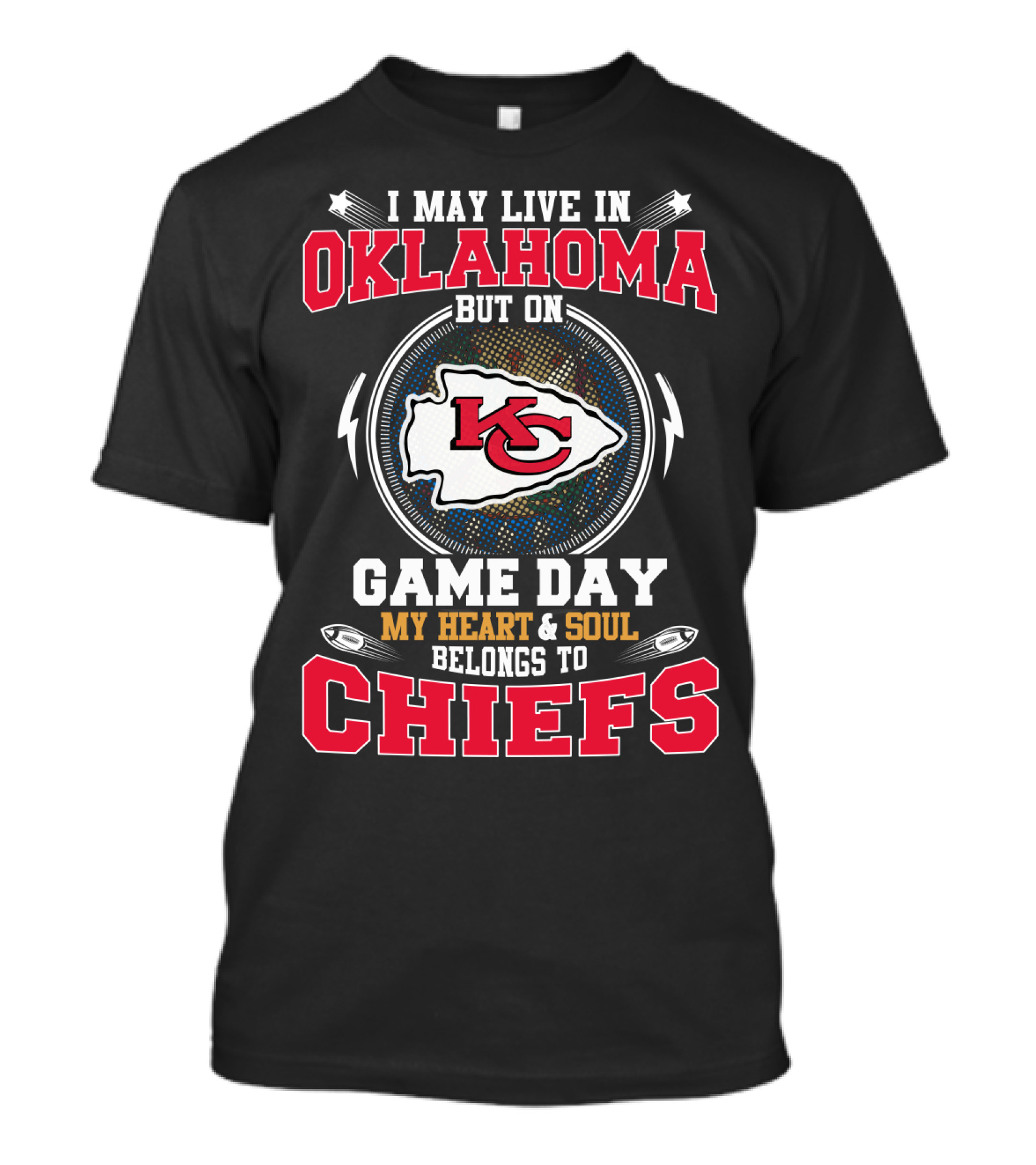 Oklahoma Game Day Heart And Soul Belongs To Kansas City Chiefs T-Shirt