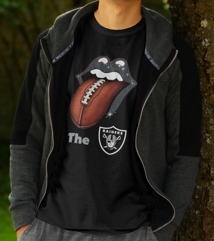 The Raiders Football Smile With Tongue And Shield T-Shirt