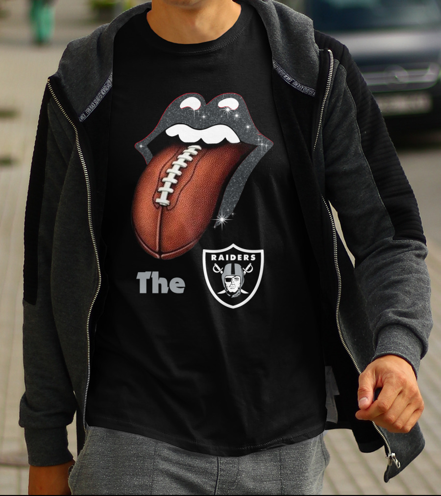 The Raiders Football Smile With Tongue And Shield T-Shirt