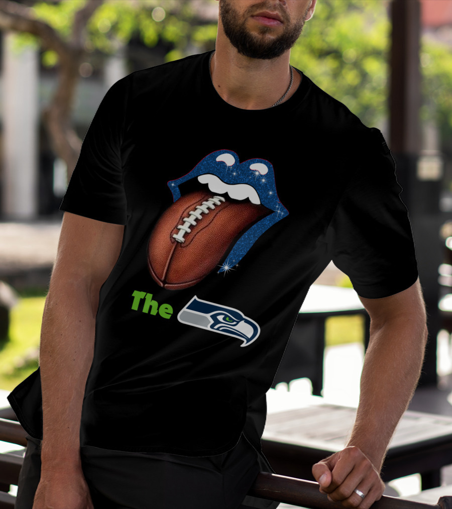 The Seahawks Sparkling Tongue With Football Smile T-Shirt