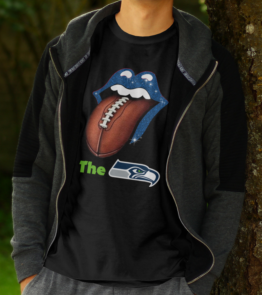 The Seahawks Sparkling Tongue With Football Smile T-Shirt