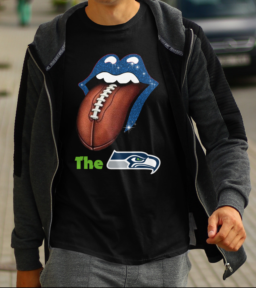 The Seahawks Sparkling Tongue With Football Smile T-Shirt