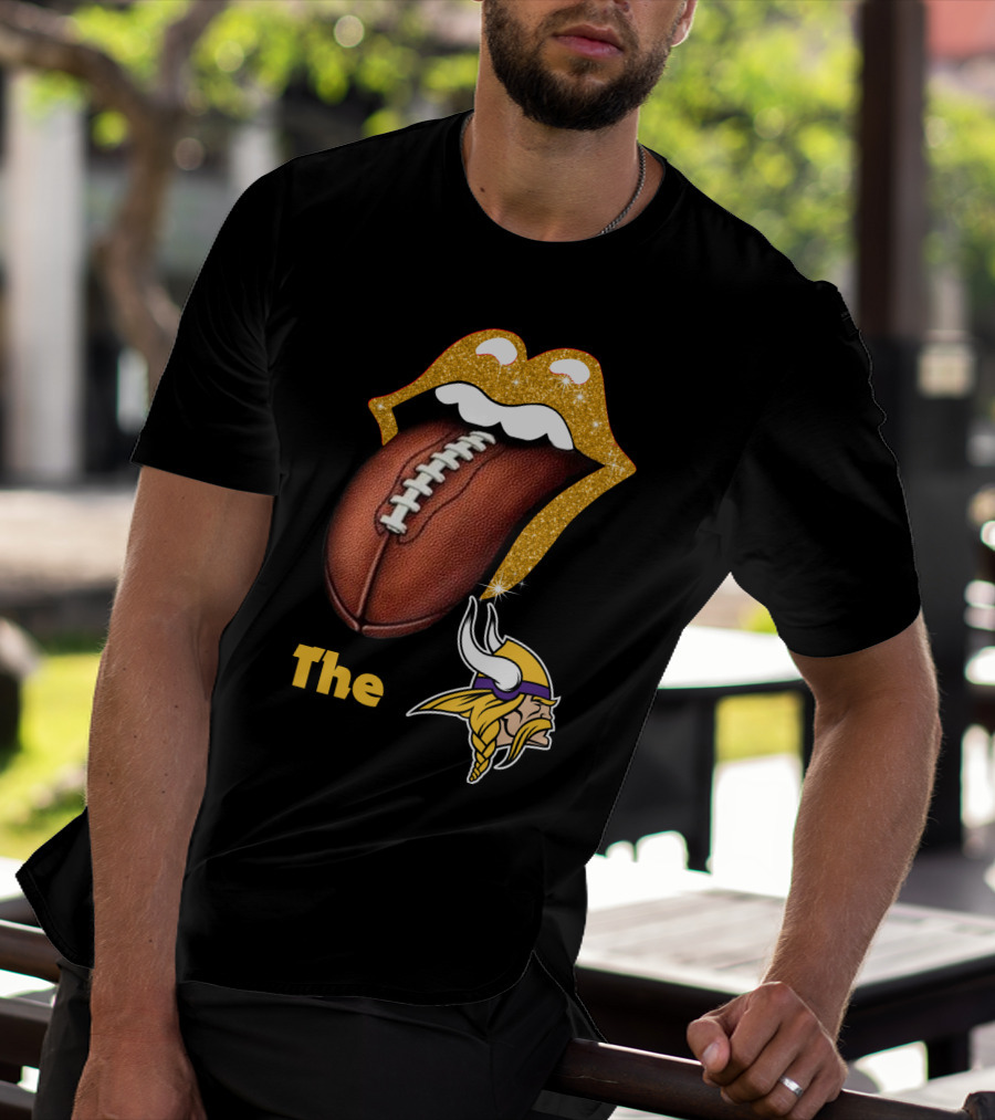 The Smile Vikings Football Logo With Classic Tongue And Glitter Highlights T-Shirt