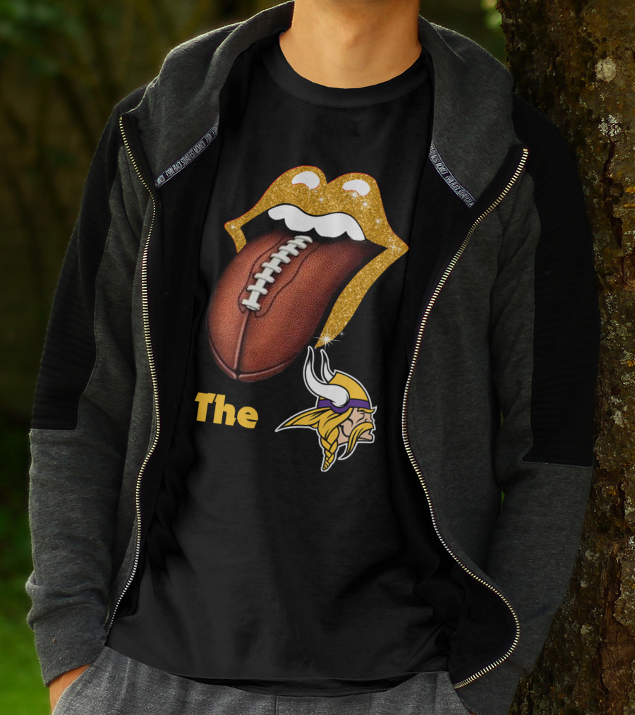 The Smile Vikings Football Logo With Classic Tongue And Glitter Highlights T-Shirt