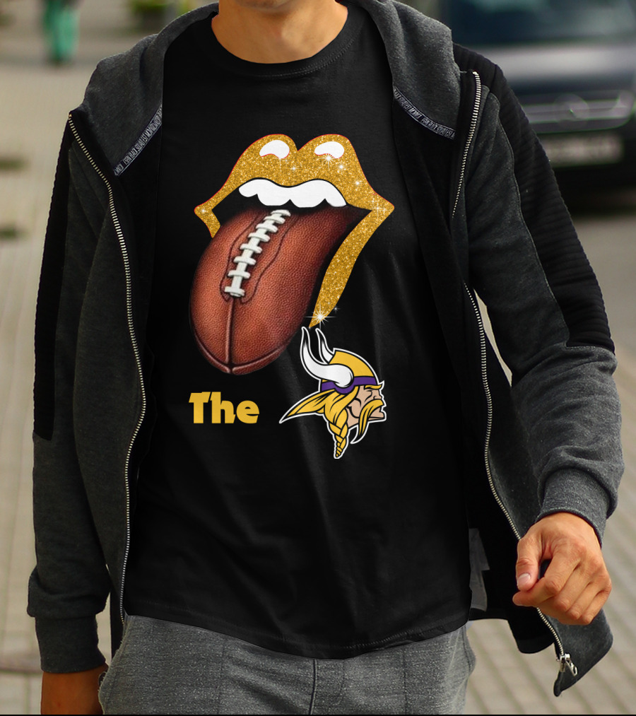 The Smile Vikings Football Logo With Classic Tongue And Glitter Highlights T-Shirt
