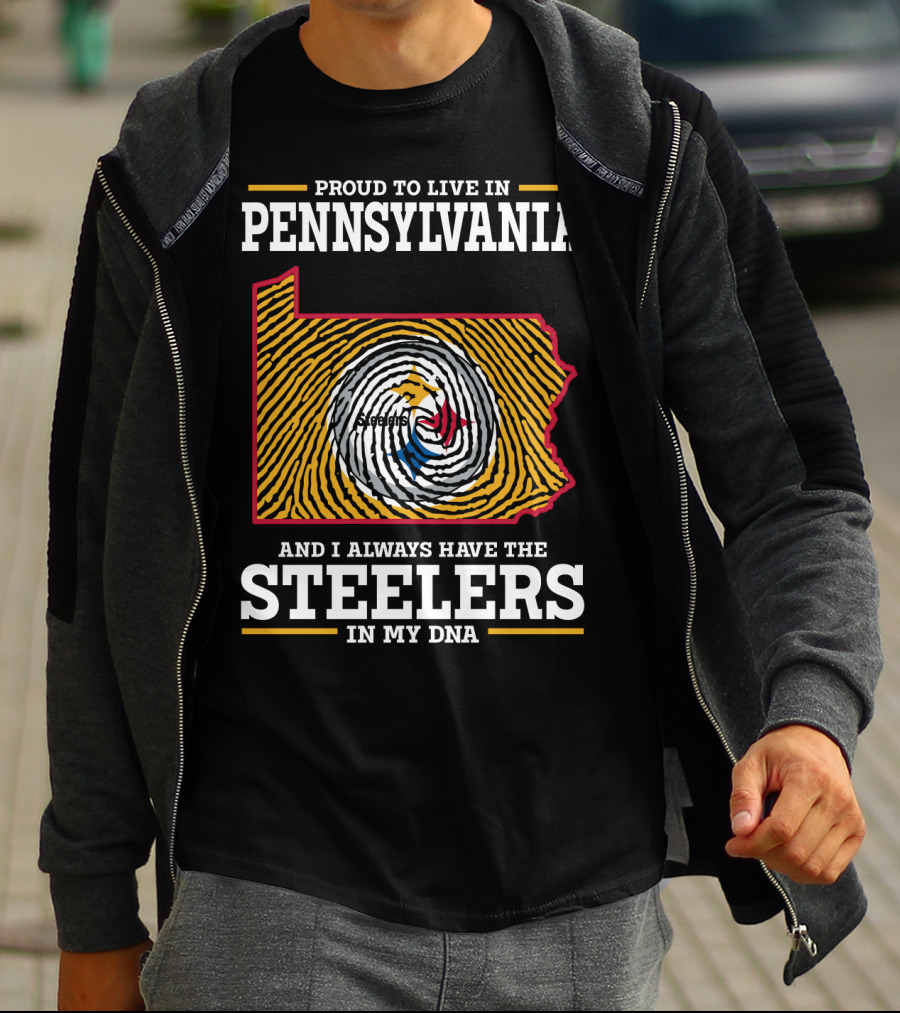 Proud To Live In Pennsylvania Steelers In My Dna T-Shirt