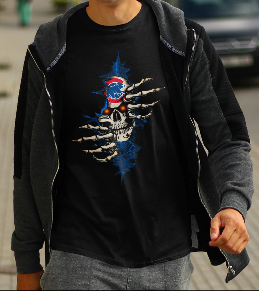 SKULL CUBS MASCOT WITH SKELETAL HAND AND GLOWING EYES T-Shirt