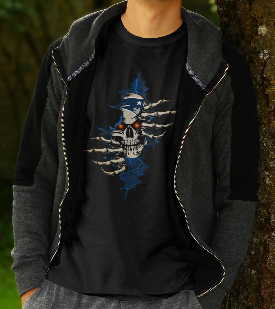 Skull Patriots Skeleton With Star And Stripes Helmet T-Shirt
