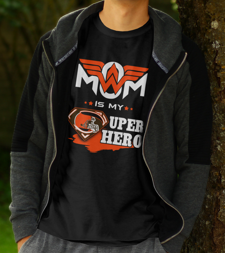 MOM IS MY SUPER HERO CLE Browns Football Wonder Woman T-Shirt