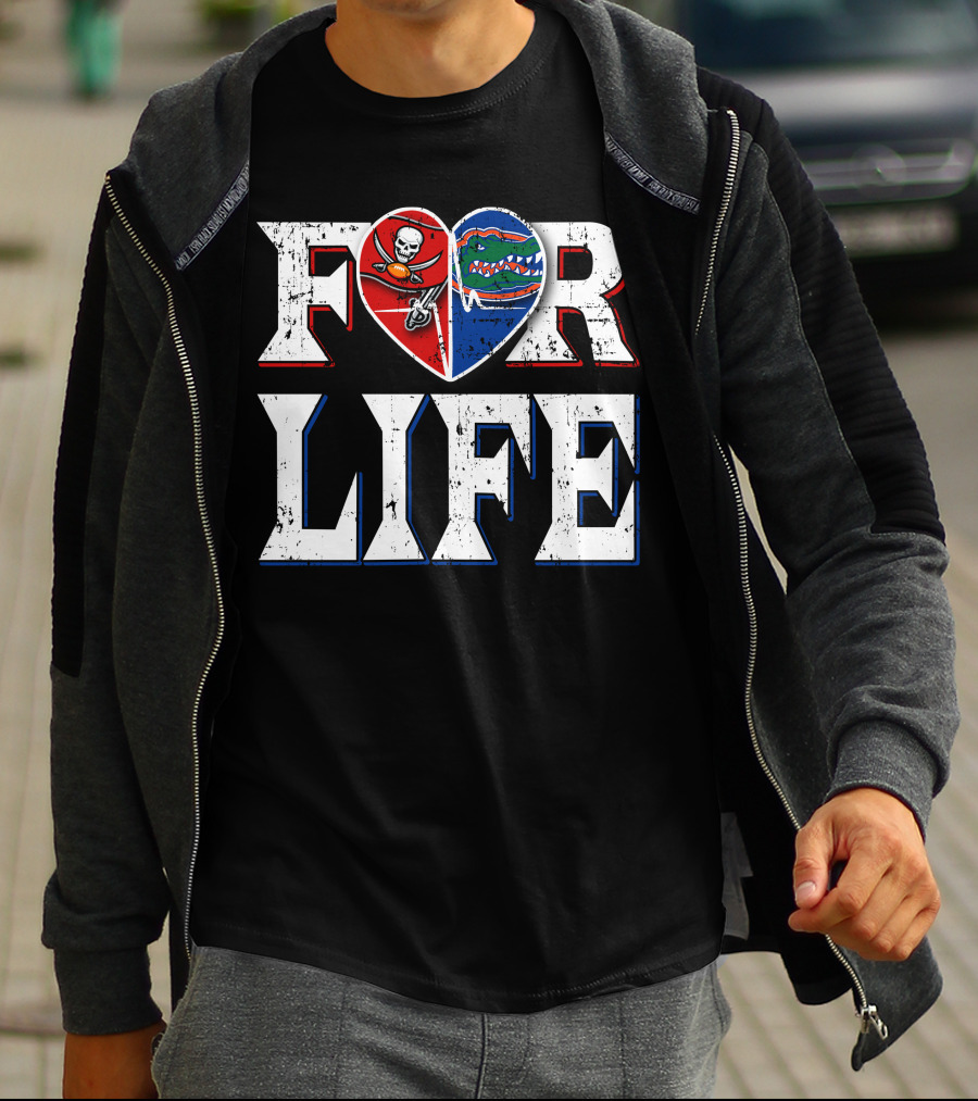 For Life Buccaneers Gators Heart Shape T-Shirt