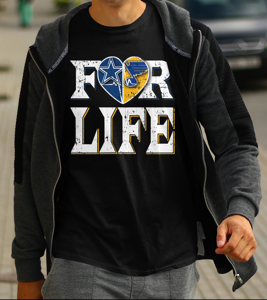 For Life Cowboys Blues Heart Star T-Shirt