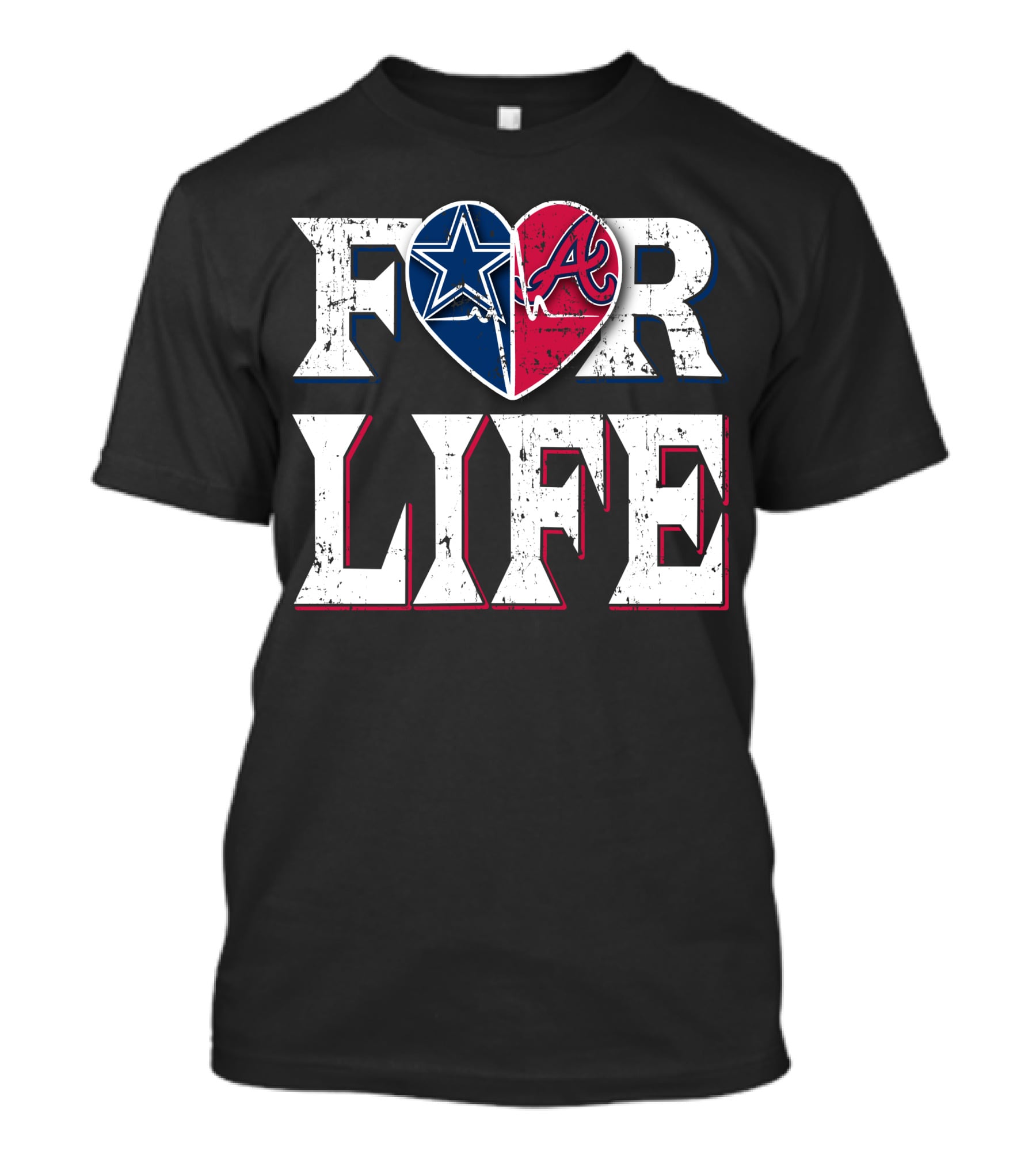 For Life Cowboys Braves Heart Logos T-Shirt