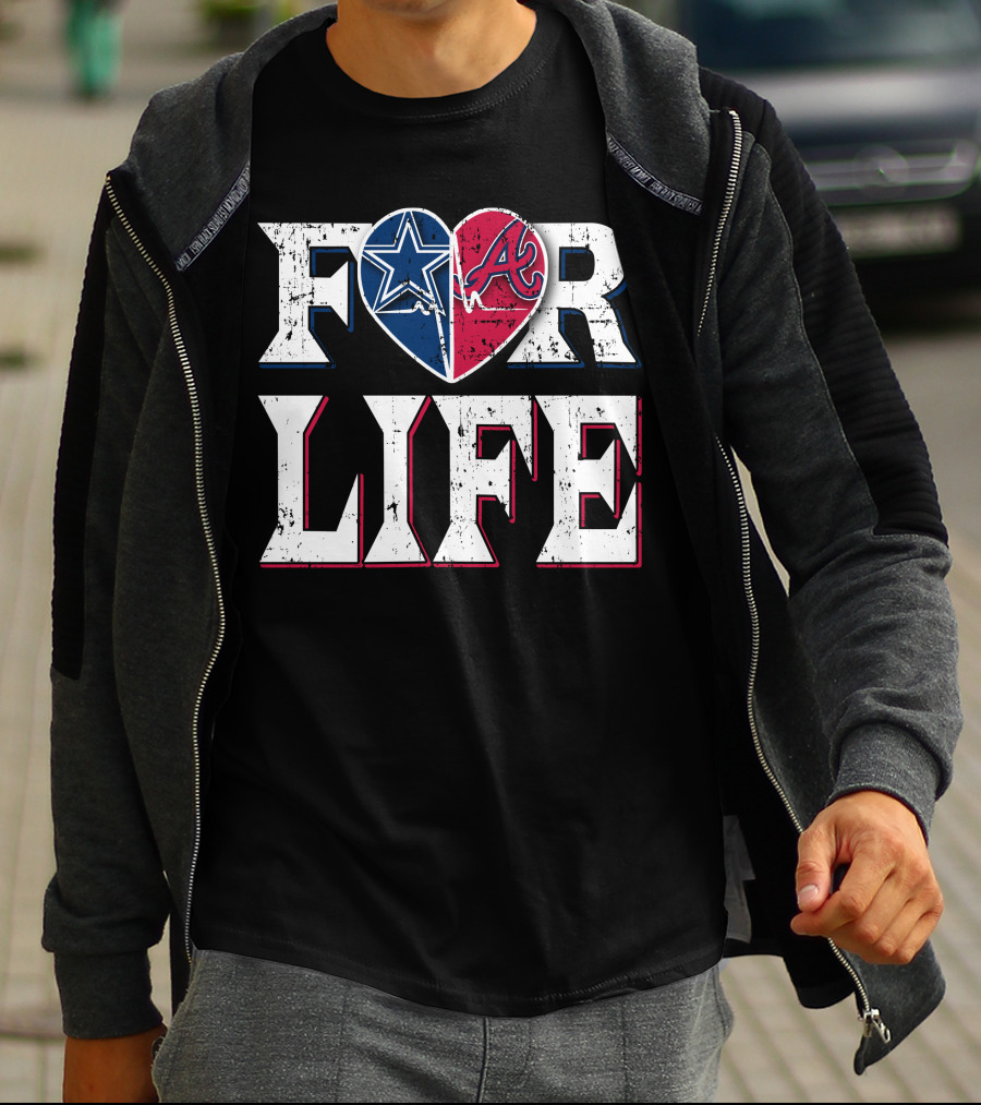 For Life Cowboys Braves Heart Logos T-Shirt