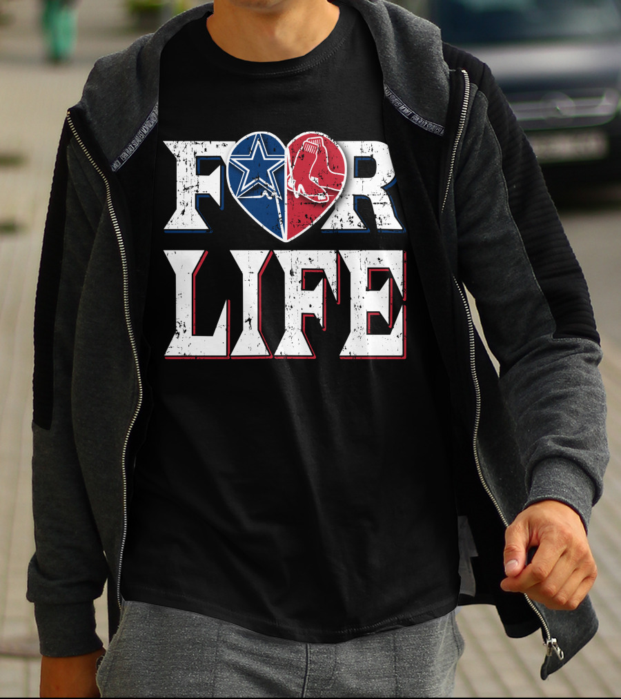 FOR LIFE COWBOYS RED SOX HEART T-Shirt