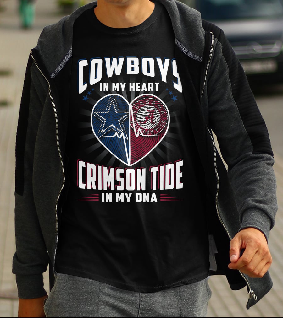 Cowboys In My Heart Crimson Tide In My DNA T-Shirt