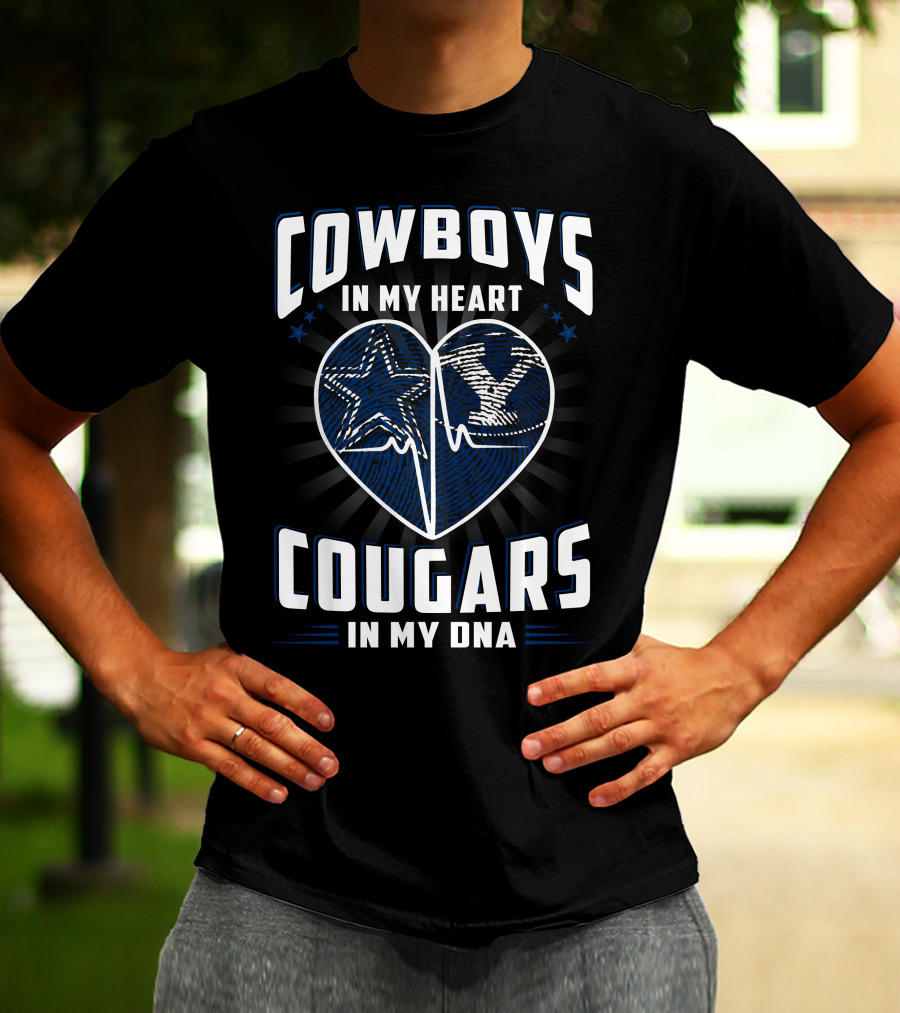 COWBOYS IN MY HEART COUGARS IN MY DNA T-Shirt