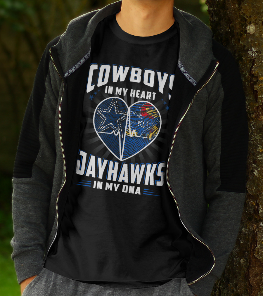 Cowboys In My Heart Jayhawks In My Dna T-Shirt