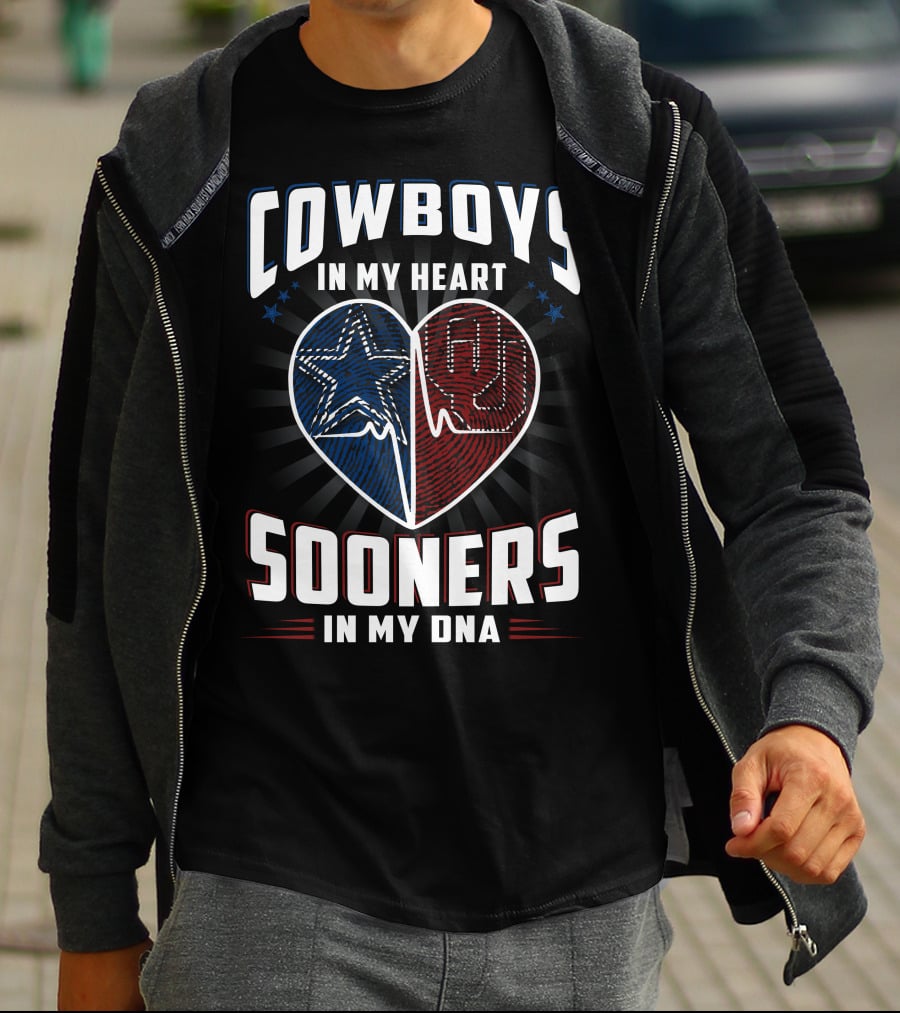 Cowboys In My Heart Sooners In My DNA T-Shirt