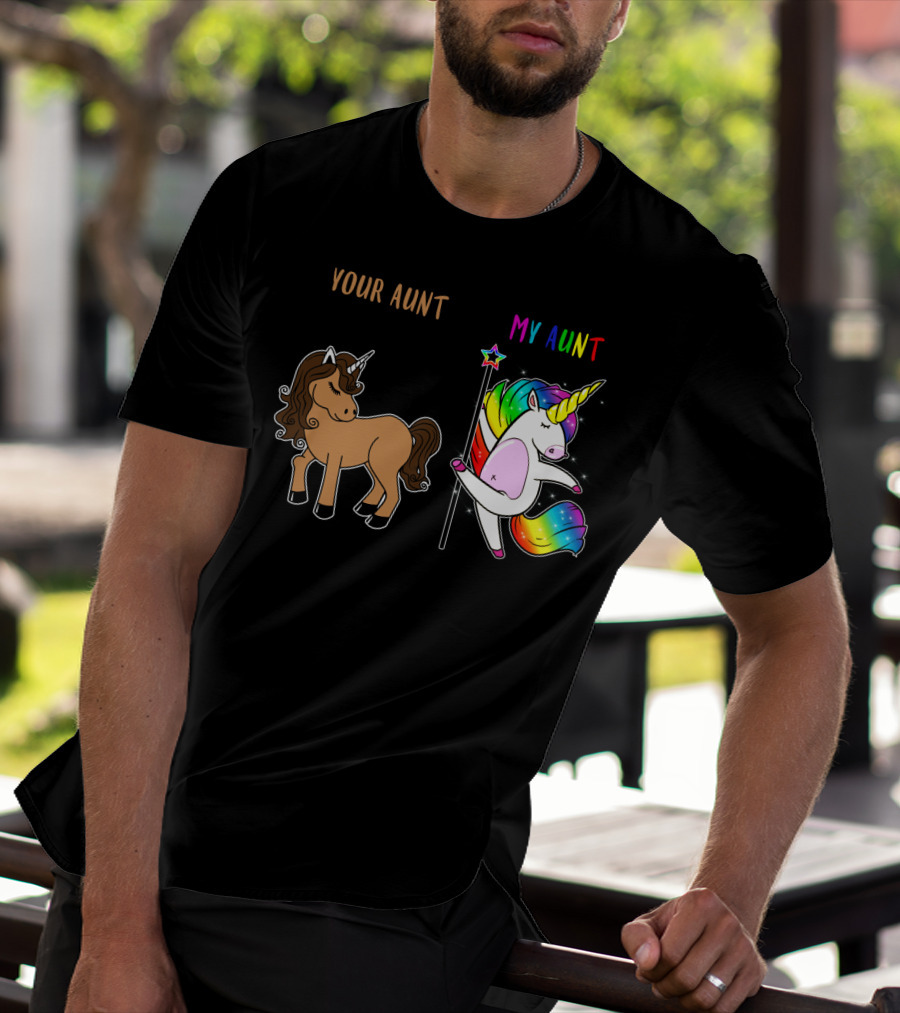 Your Aunt My Aunt Unicorn Dance Rainbow Star Fun T-Shirt