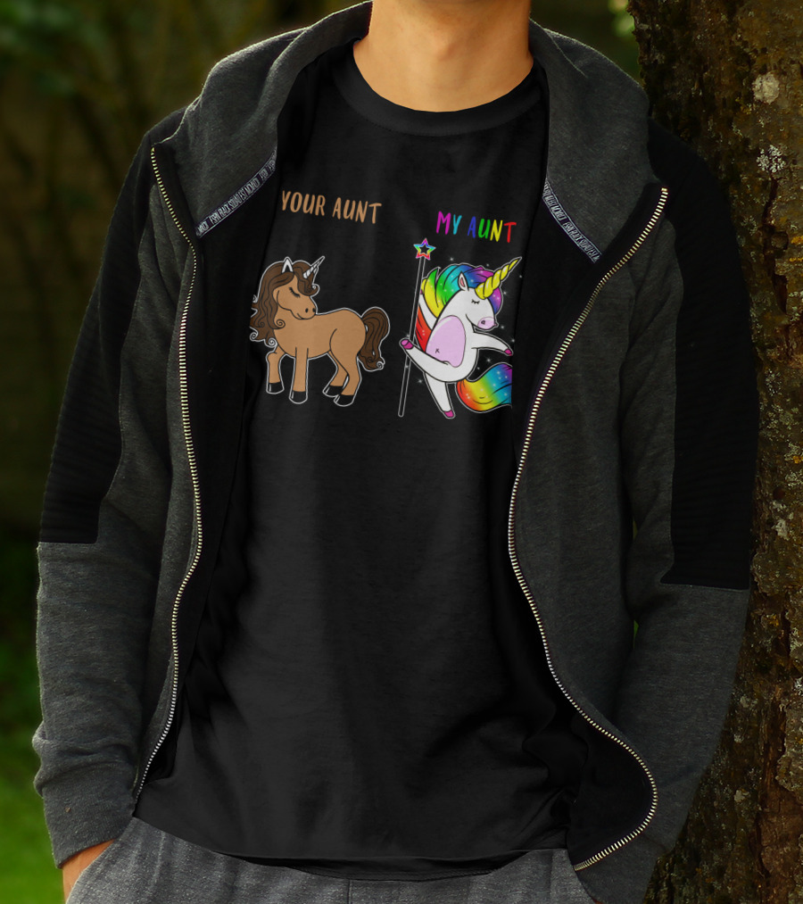 Your Aunt My Aunt Unicorn Dance Rainbow Star Fun T-Shirt