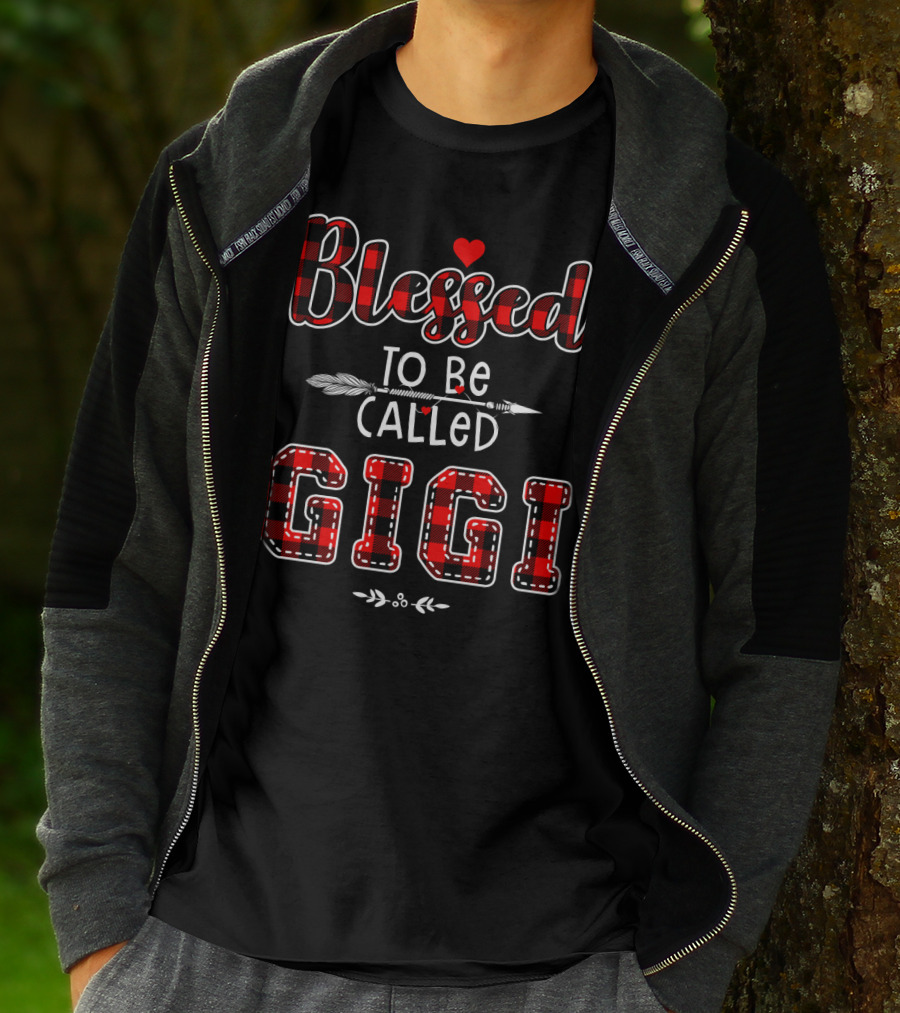 Blessed To Be Called Gigi Plaid Heart Arrow T-Shirt