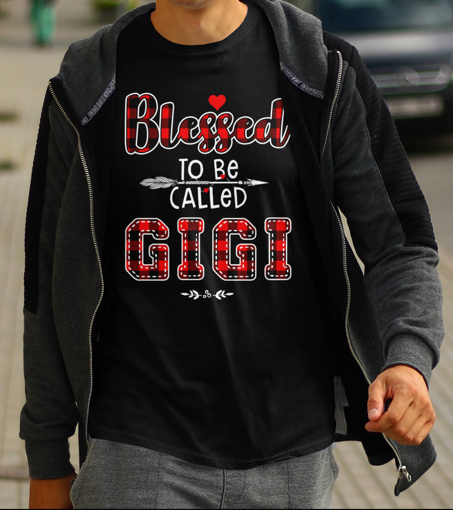 Blessed To Be Called Gigi Plaid Heart Arrow T-Shirt