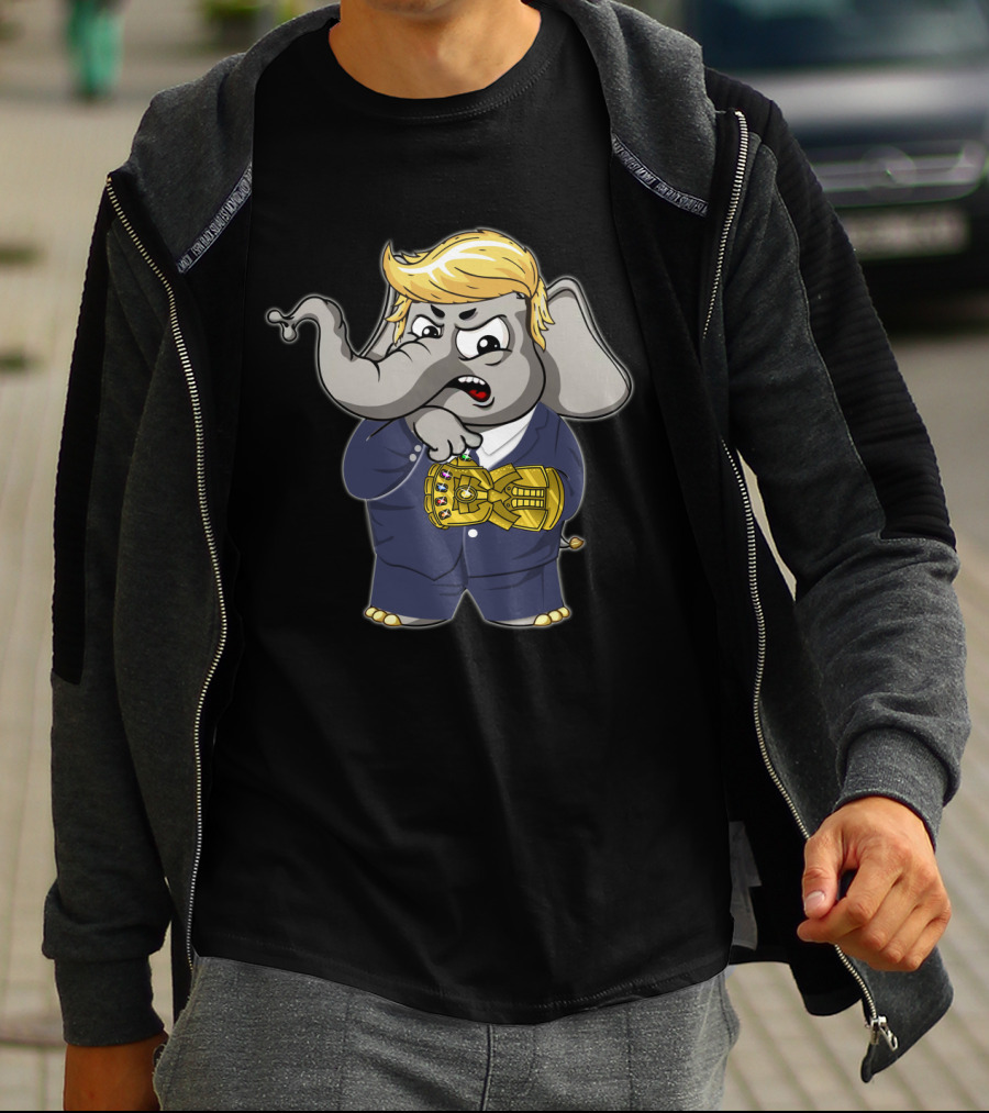 El Elephant Suit Blonde Hair Infinity Gauntlet T-Shirt