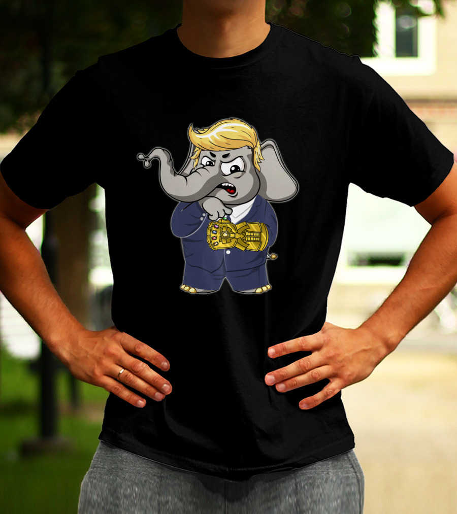El Elephant Suit Blonde Hair Infinity Gauntlet T-Shirt
