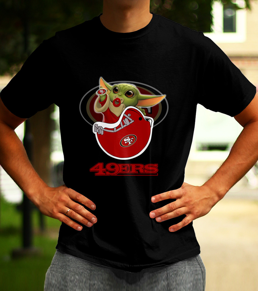Nfl Sf 49ers Baby Alien Holding Sf Helmet T-Shirt