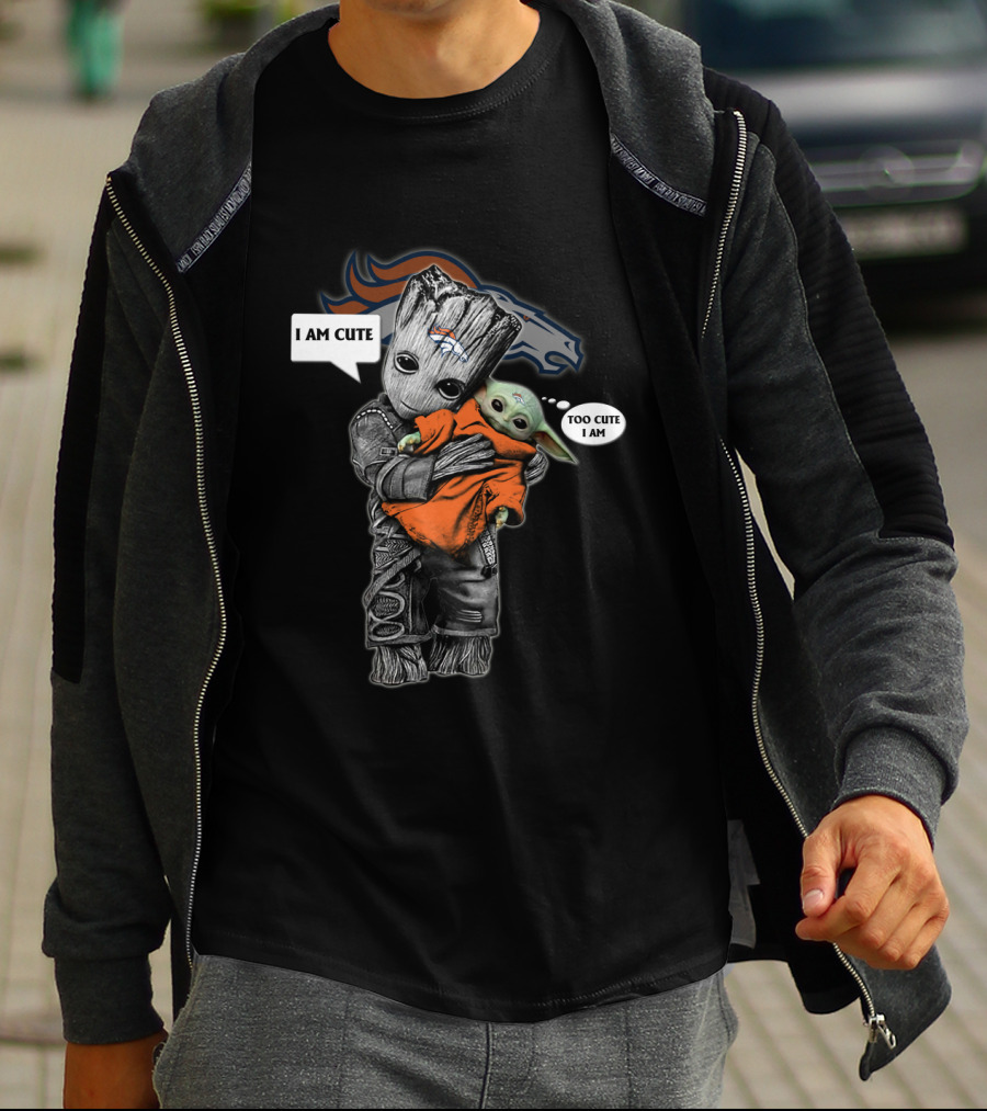 Groot Baby Yoda Denver Broncos Cute Combo NFL T-Shirt