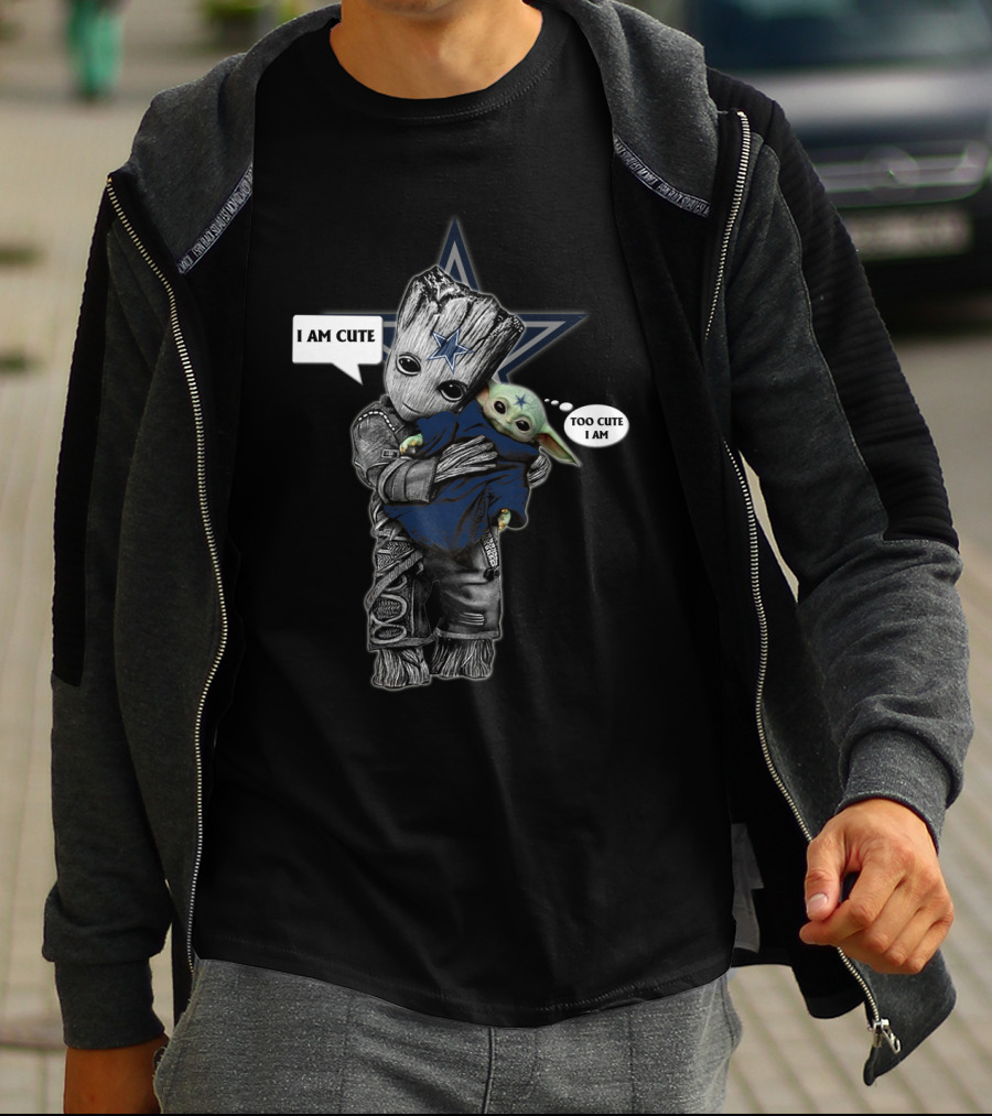 Groot And Baby Yoda Cute Overload With Dallas Cowboys Star T-Shirt