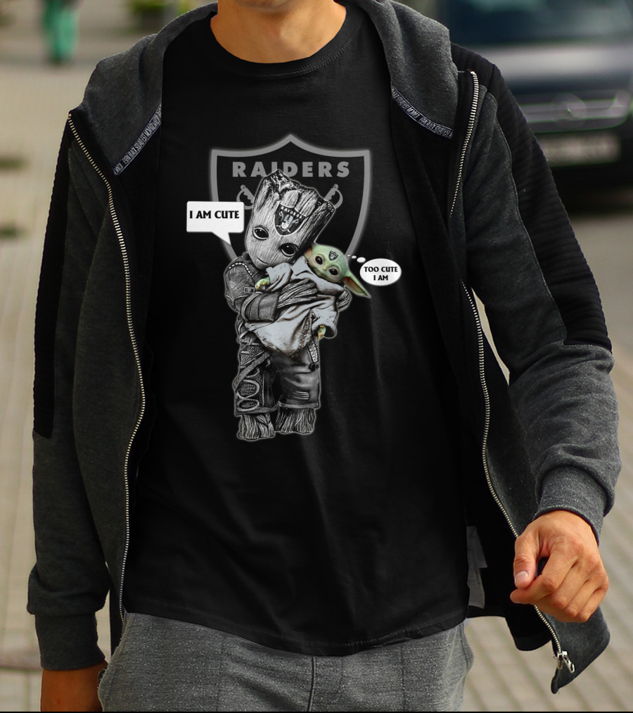 RAIDERS I AM CUTE TOO CUTE Yoda Groot NFL T-Shirt