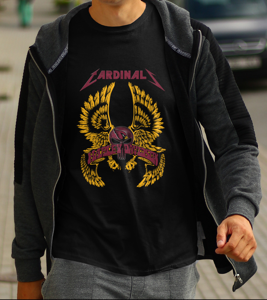 Cardinals Harley Davidson Nfl Wings T-Shirt