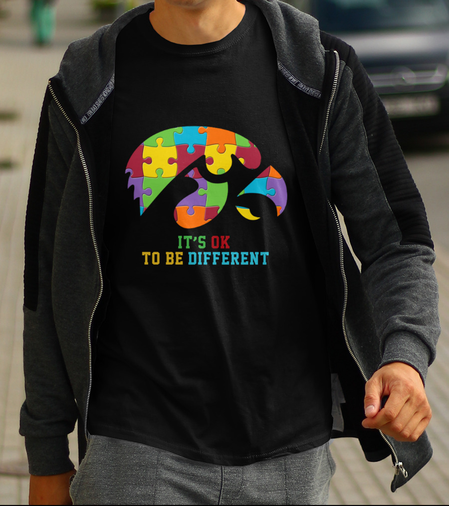 It's Ok To Be Different Iowa Hawkeyes Autism Puzzle T-Shirt