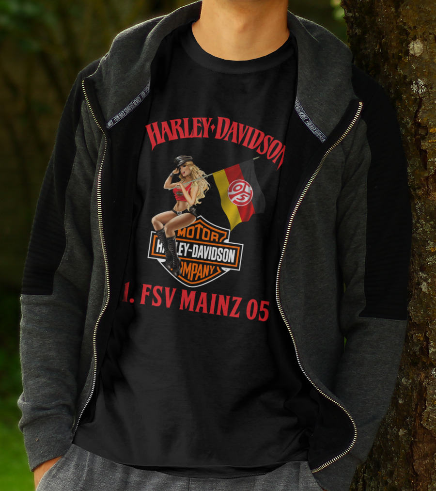 Harley Davidson 1. Fsv Mainz 05 Bundesliga Flag Girl T-Shirt