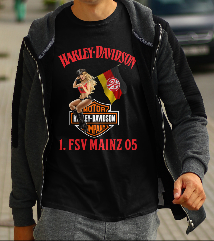 Harley Davidson 1. Fsv Mainz 05 Bundesliga Flag Girl T-Shirt