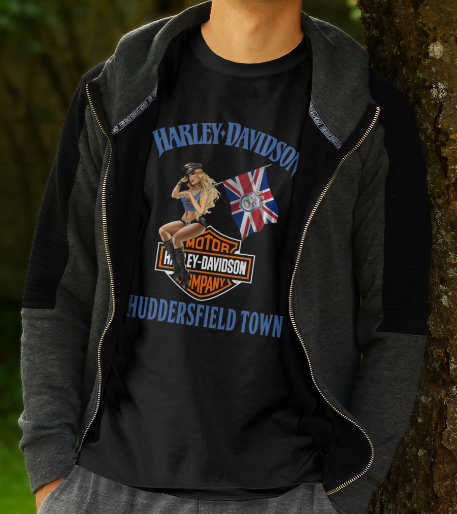 Harley Davidson Huddersfield Town Flag And Motor Company T-Shirt