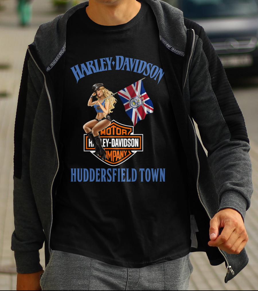 Harley Davidson Huddersfield Town Flag And Motor Company T-Shirt