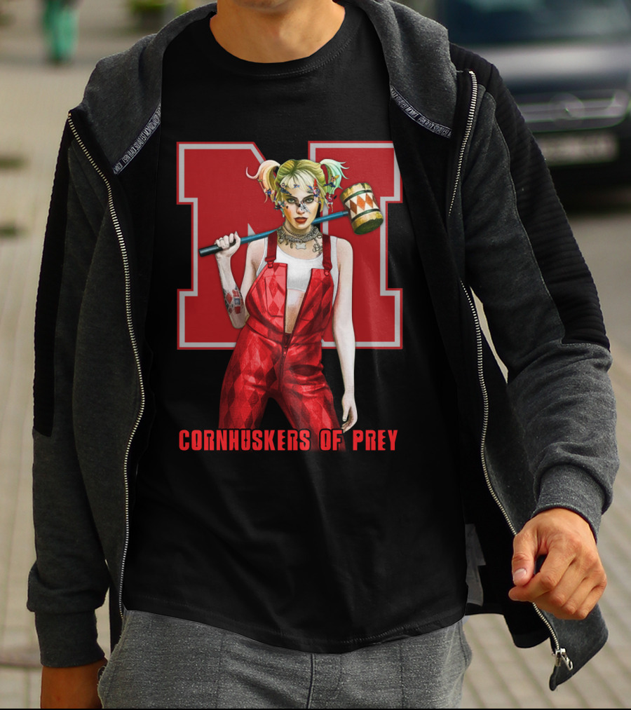 Cornhuskers Of Prey N Logo With Character Mallet T-Shirt