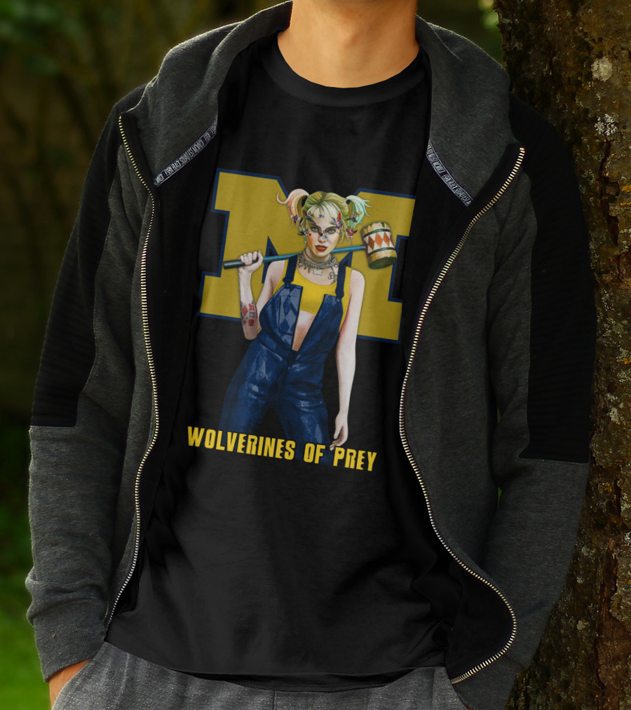 Wolverines Of Prey M Logo Harley Quinn Style T-Shirt