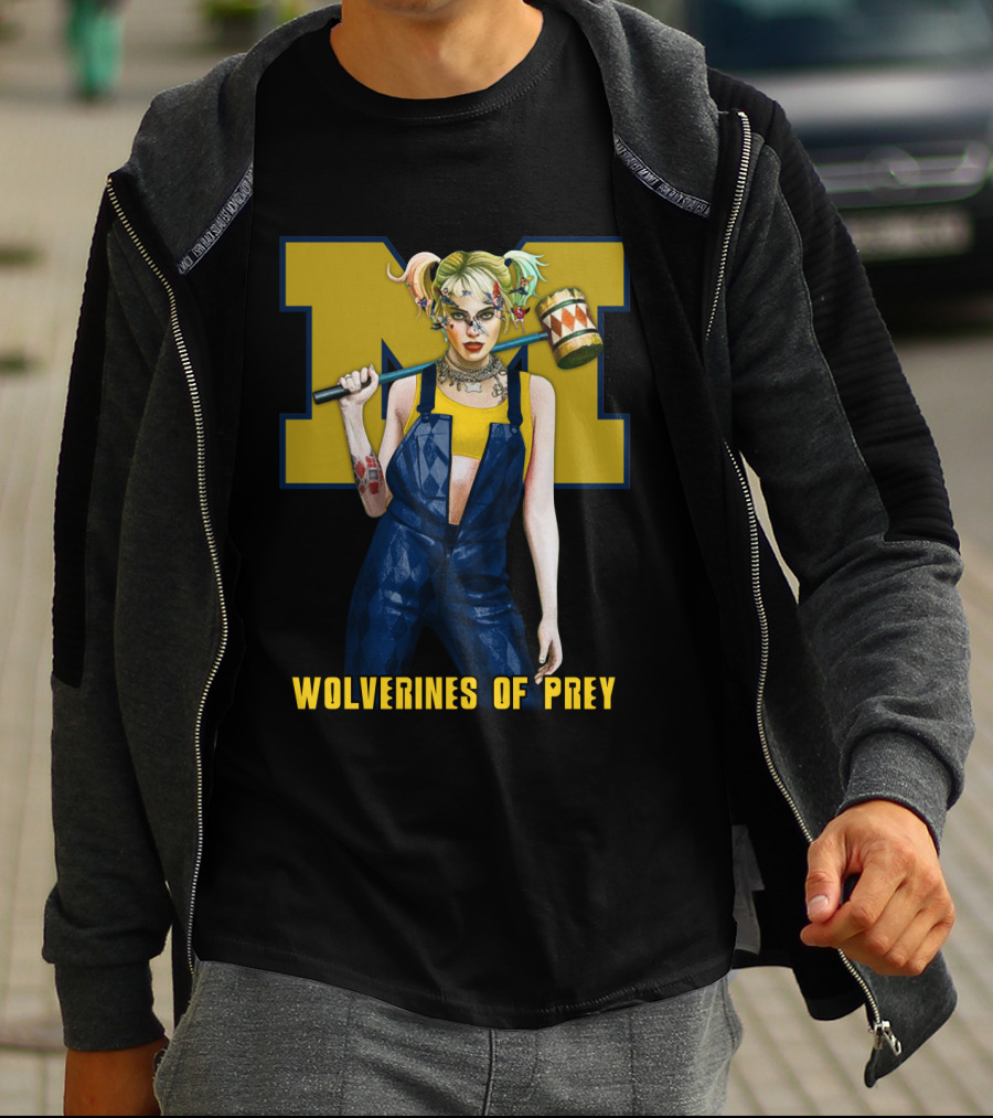 Wolverines Of Prey M Logo Harley Quinn Style T-Shirt