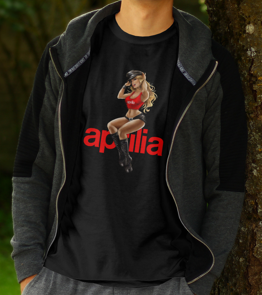 April 20 Aprilia Classic Pin-Up Moto Style Retro Collection T-Shirt