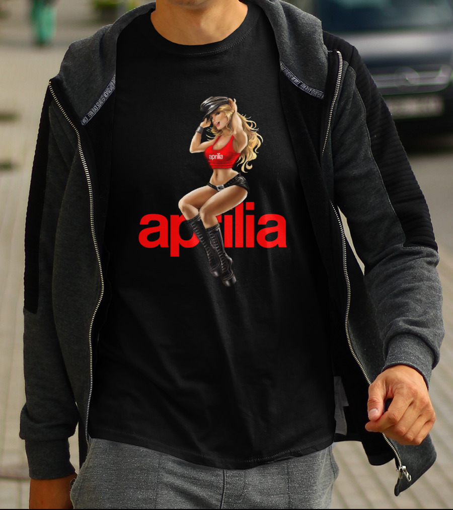 April 20 Aprilia Classic Pin-Up Moto Style Retro Collection T-Shirt