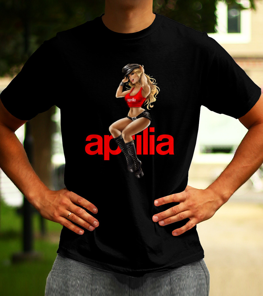 April 20 Aprilia Classic Pin-Up Moto Style Retro Collection T-Shirt