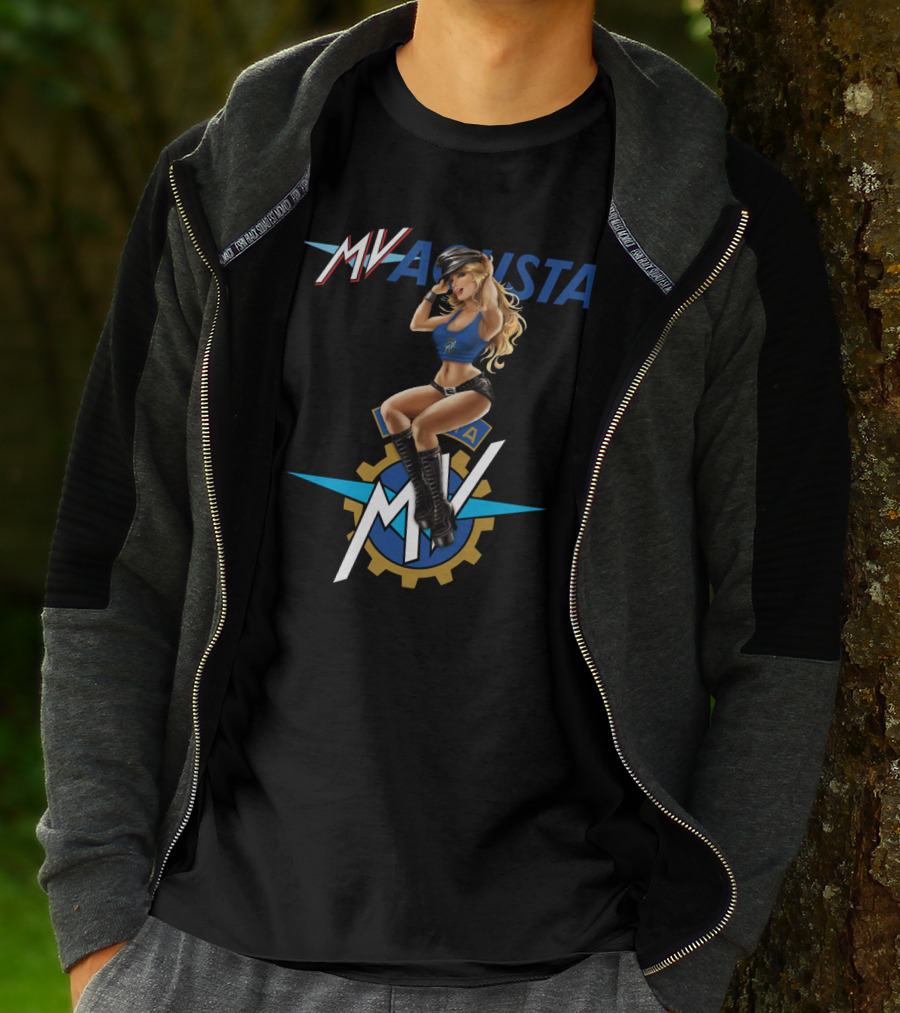 Mv Agusta Motorcycle Pin-Up Girl Graphic Dh T-Shirt